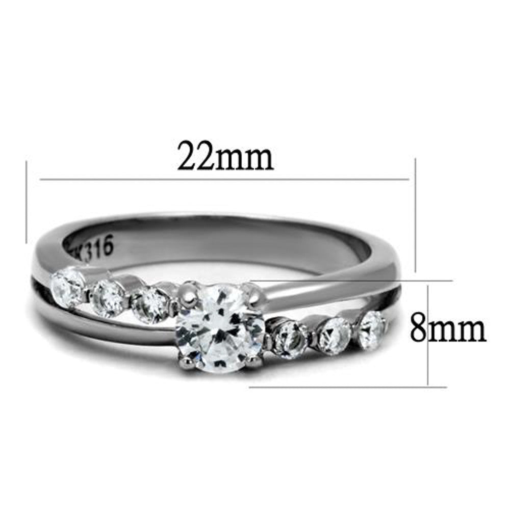 ARTK2865 Stainless Steel .64 Ct Round Cut Cubic Zirconia, Engagement Ring Women's Sz 5-10
